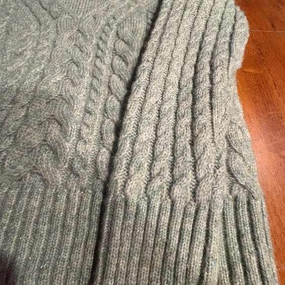 Style & Co Turtleneck Sweater Cable Knit Green with Metallic Thread Size S - Picture 4 of 9